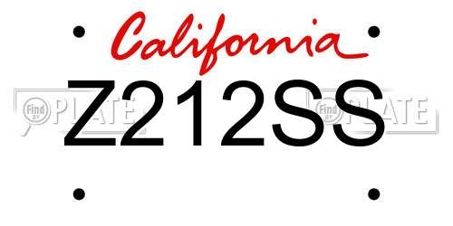 Z212SS California License Plate