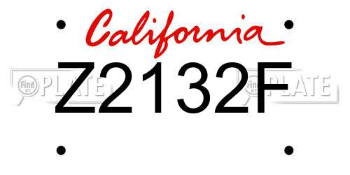 Z2132F California License Plate