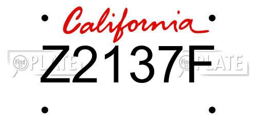 Z2137F California License Plate