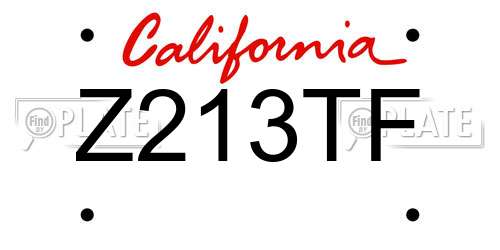 Z213TF California License Plate