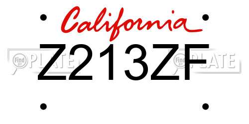 Z213ZF California License Plate