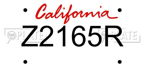 Z2165R California License Plate