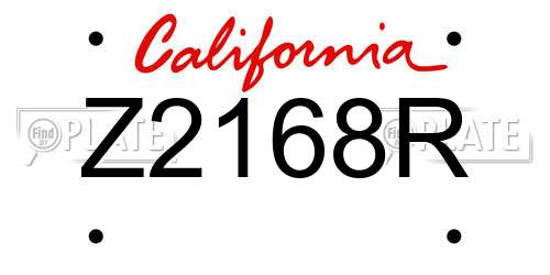 Z2168R California License Plate