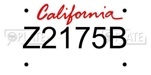 Z2175B California License Plate
