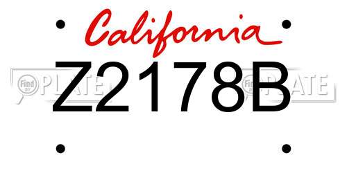 Z2178B California License Plate
