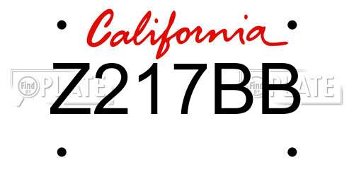Z217BB California License Plate