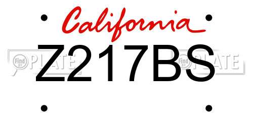 Z217BS California License Plate