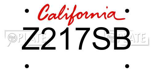 Z217SB California License Plate