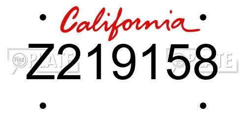 Z219158 California License Plate