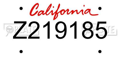 Z219185 California License Plate