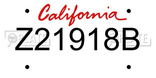 Z21918B California License Plate