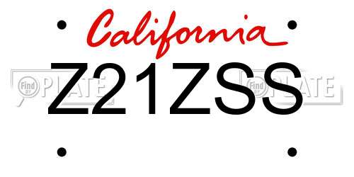 Z21ZSS California License Plate