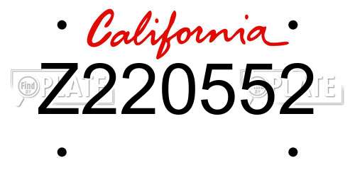 Z220552 California License Plate