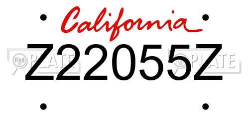 Z22055Z California License Plate