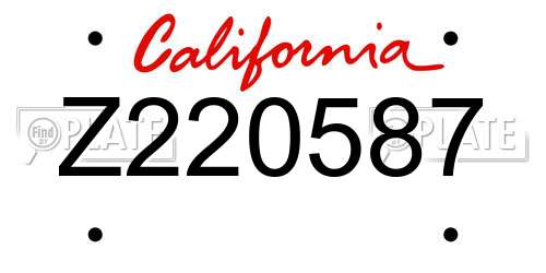 Z220587 California License Plate