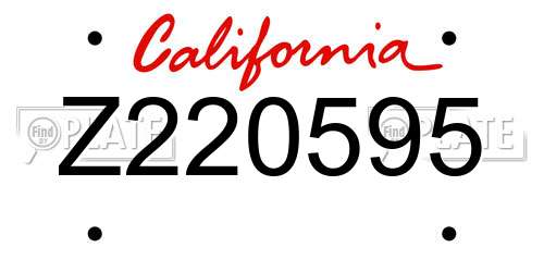 Z220595 California License Plate