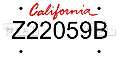 Z22059B California License Plate