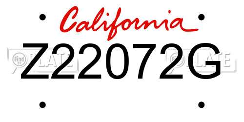 Z22072G California License Plate
