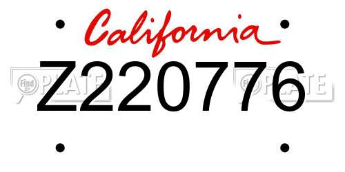 Z220776 California License Plate