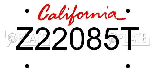 Z22085T California License Plate