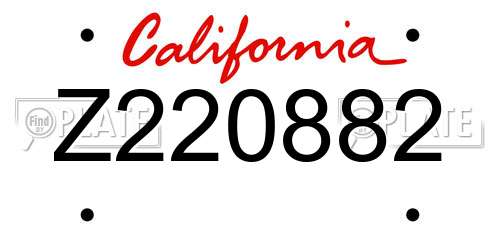 Z220882 California License Plate
