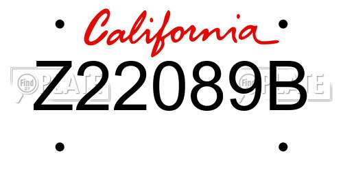 Z22089B California License Plate