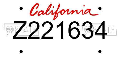 Z221634 California License Plate