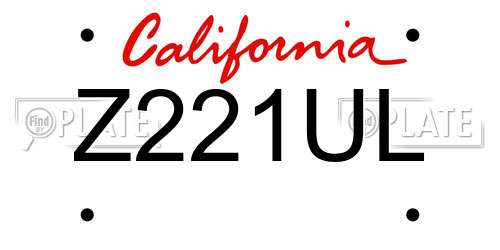 Z221UL California License Plate