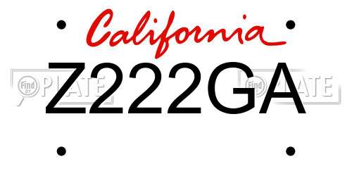 Z222GA California License Plate