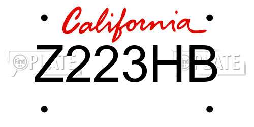 Z223HB California License Plate