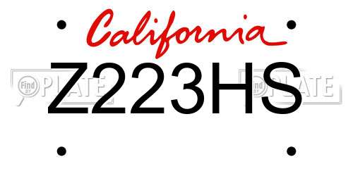 Z223HS California License Plate