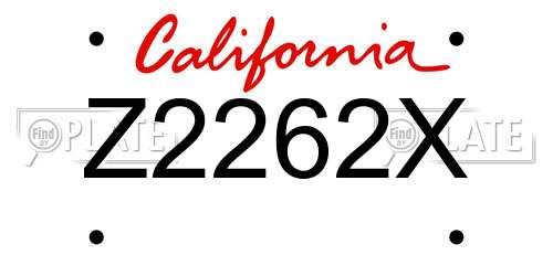 Z2262X California License Plate