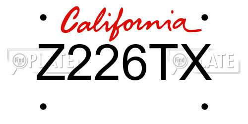 Z226TX California License Plate