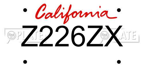 Z226ZX California License Plate