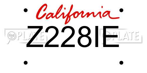 Z228IE California License Plate