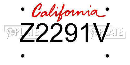 Z2291V California License Plate