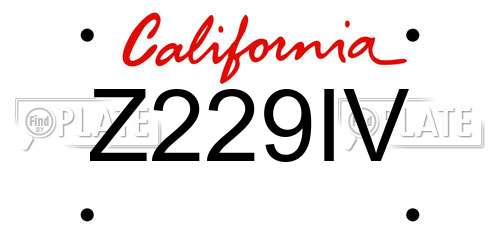 Z229IV California License Plate