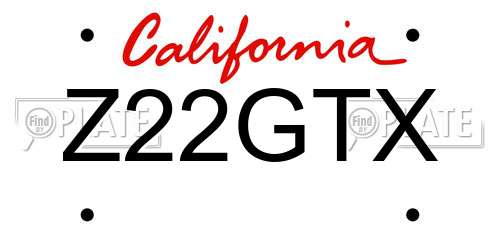 Z22GTX California License Plate