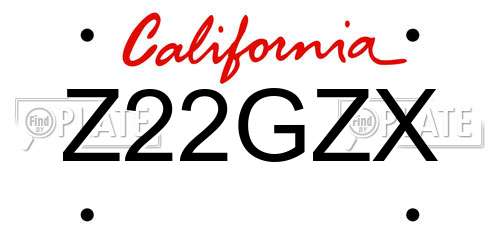 Z22GZX California License Plate