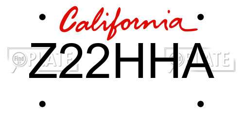 Z22HHA California License Plate