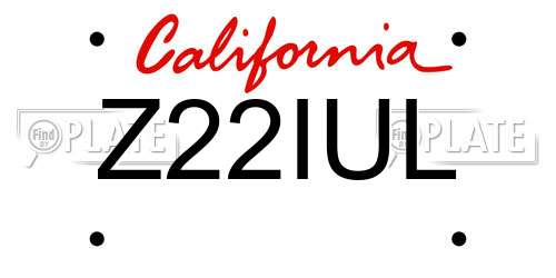 Z22IUL California License Plate