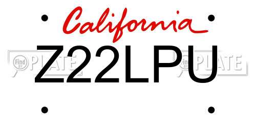 Z22LPU California License Plate