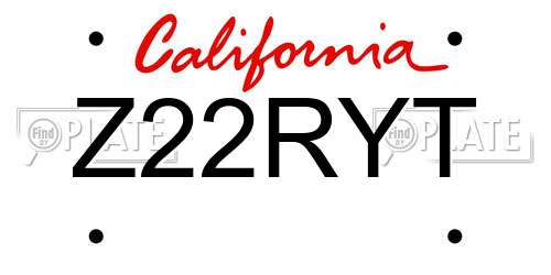 Z22RYT California License Plate