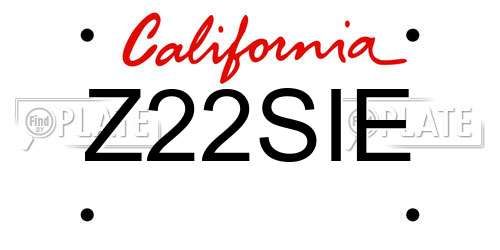 Z22SIE California License Plate