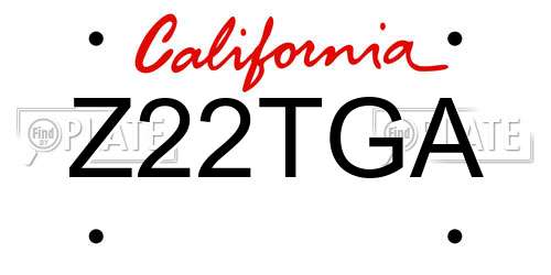 Z22TGA California License Plate