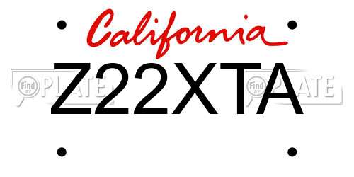 Z22XTA California License Plate