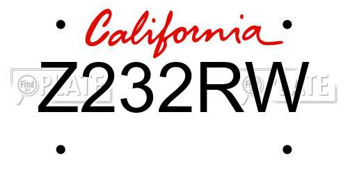 Z232RW California License Plate