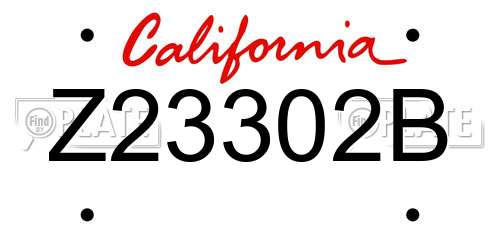 Z23302B California License Plate