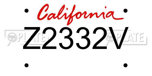 Z2332V California License Plate