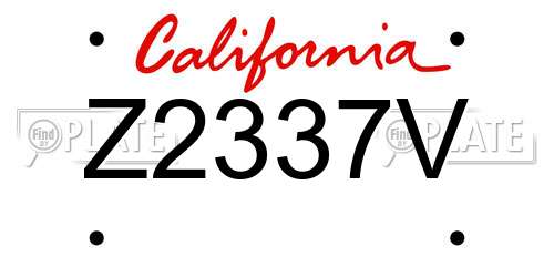 Z2337V California License Plate